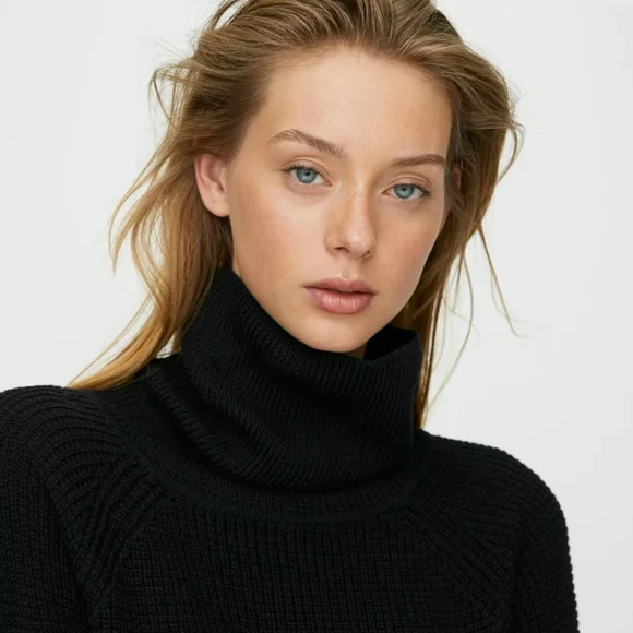 Aritzia Wilfred Free Bianca Knit sweater Dress mini dress black size XS - Picture 3 of 11